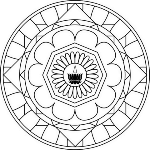 Mandala With Ayyavazhi Coloring Page